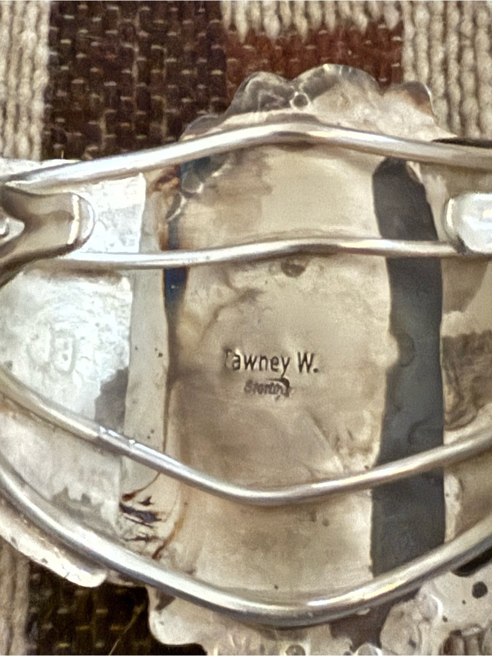 HUGE turquoise stone Cuff silver bracelet Tawney Willie - Picture 5 of 5